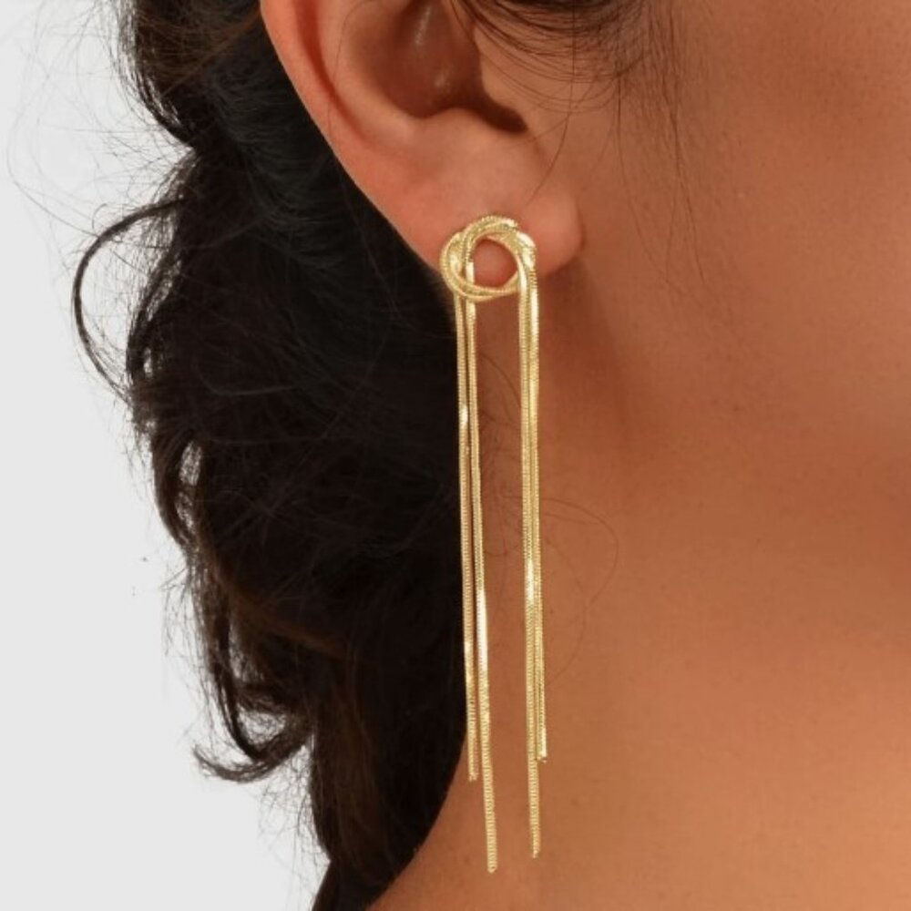 🌟BUY 1 GET 1 FREE🌟 BRAND NEW Minimalist Metal Long Tassel Earrings - Picture 6 of 7